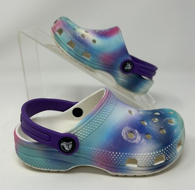 Crocs Classic Clogs Solarized Tie Dye Rainbow Purple Youth Slip