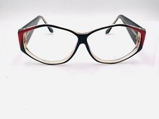 Vintage Metro Mirage S-536 Black Red Oval Sunglasses FRAMES ONLY Hong Kong