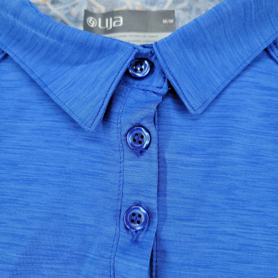 Camisa Polo LIJA Para Mujer Azul Medio Ropa Activa Logo Gráfico Geométrica Sin Mangas Foto 3 de 4