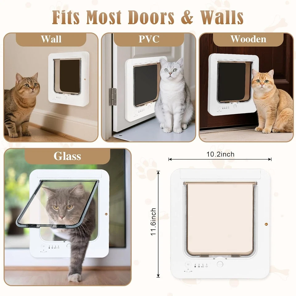 Puerta inteligente para gatos microchip puerta para mascotas RFID collar sensor apertura automática puerta para gatos Foto 2 de 4