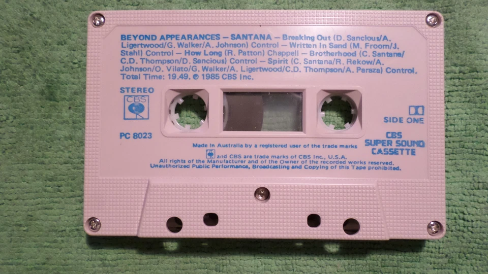 Santana. Beyond Appearances. Cassette Tape. 1985. Made In Australia. - Image 3 of 3