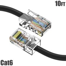 10FT Cat6 RJ45 Ethernet LAN Network UTP Patch Cable Non-Boot Copper 24AWG Black