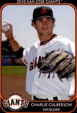 2010 San Jose Giants Grandstand #8 Charlie Culberson Plainville Georgia GA CArd