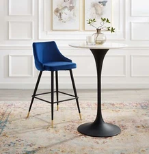 Modway Adorn Tufted Performance Velvet Bar Stool in Navy