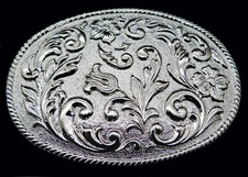 Western Ornate Scroll Cowboy Cowgirl Filigree Vintage Belt Buckle