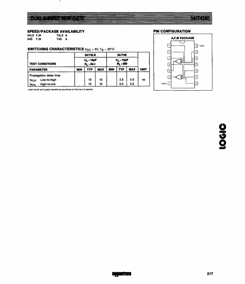 (PKG of 5) 74S260N Dual 5-Input Positive-NOR Gates, PDIP-14, Signetics - Image 3 of 3