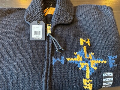 Filson Handmade Sweater ZipUp, Alaska, L, Dark Navy, NWT, Factory
