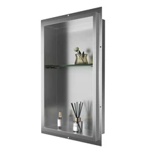 Stainless Steel Shower Niche Recessed Shower Shelf with Brushed Nickel EasyClean