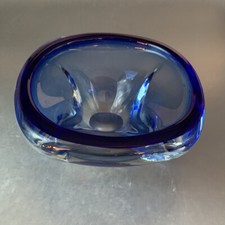 Massive Kristall Dekorschale; Bohemia; Blau Transparent; 19x19cm, H8cm, 2.1kg