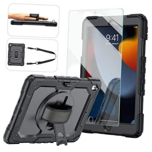 Durable Kid Black iPad 10.2 Case for 9th/8th/7th Gen (2021/2020/2019)-image