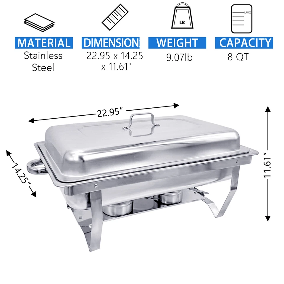 4x Chafing Dish Starter Set Warmhaltebehälter Speisewärmer Edelstahl 1x 1/1 GN - Bild 2 von 4