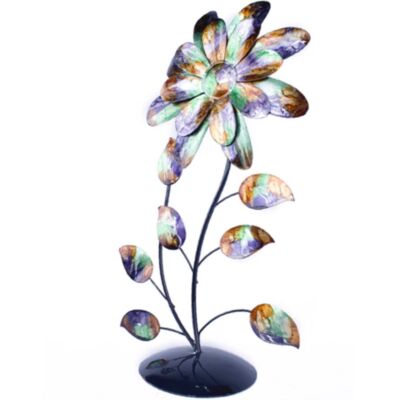 Beauty - Decorative Sculpture Metal Green Flower 9.25'' - ShoppingForMyCorazon