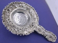 Large Sterling Silver S KIRK & SON CO Tea Strainer REPOUSSE 925/1000 ~ 4.30 ozt