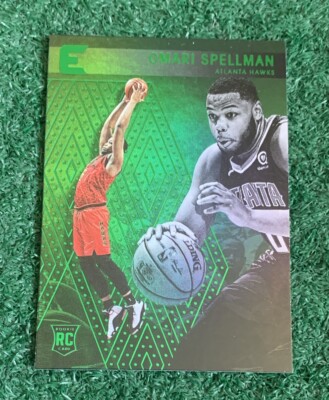 OMARI SPELLMAN - 2018-19 PANINI ESSENTIALS GREEN ROOKIE CARD # 235 - HAWKS - NBA