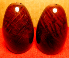 Unbranded Dark Wood Egg Shaped Shaker Set Handmade Light Weight With Cork Plugs