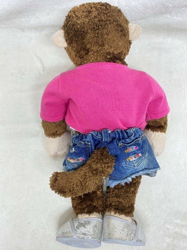 Build A Bear Monkey 18" Brown Tan Plush Stuffed Animal with Pink Shirt & Skirt - Picture 4 of 7