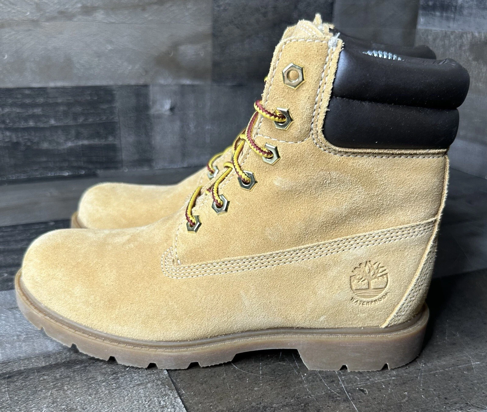 Timberland Stivali Donna Impermeabili 6" Taglia 7 A1TXQ Grano Combat Scamosciato