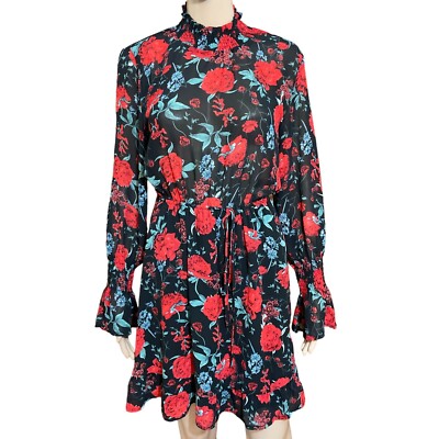 missguided red floral dress MISSGUIDED Floral Linen Feel Square Neck Puff Sleeve Aline Mini Dress MISSGUIDED