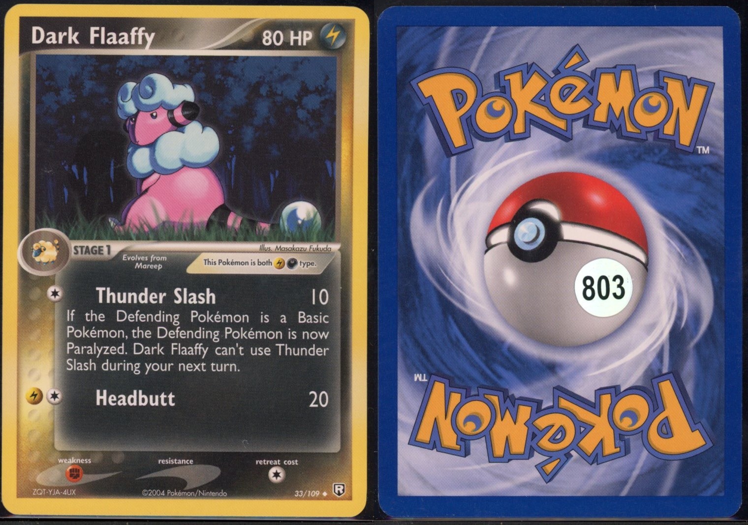Dark Flaaffy 33/109 Uncommon Team Rocket Returns Pokemon NM