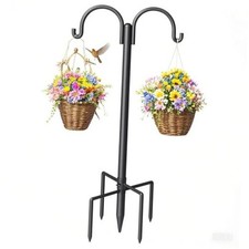 Double Shepherds Hooks for Outdoor, Heavy Duty Bird Feeder 72 Inches 1 Pack