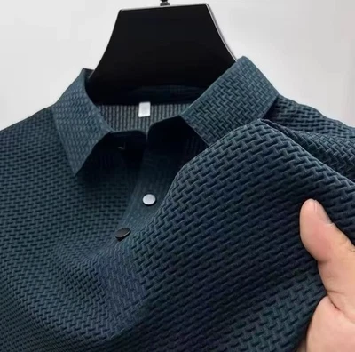 Polo homme à manches courtes, couleur unie, style business casual, haut été - Photo 1/4