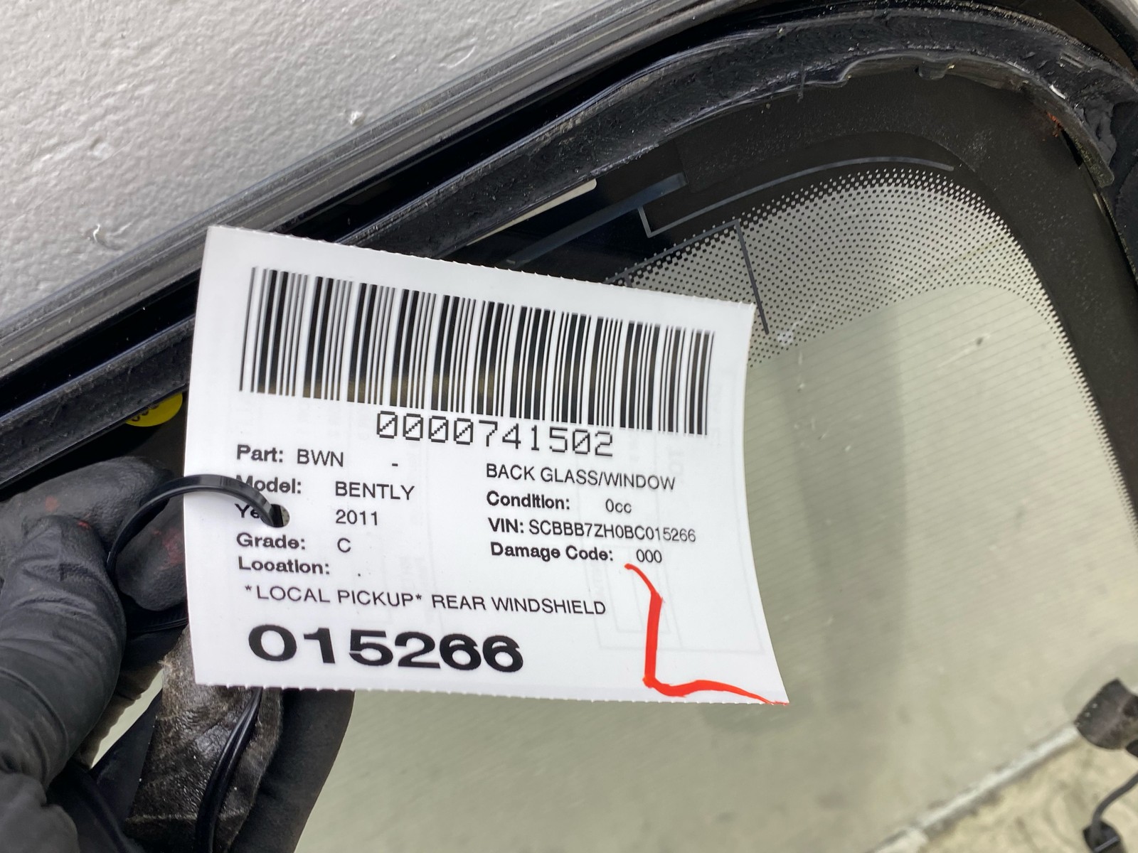 2010-2020 BENTLEY MULSANNE OEM REAR WINDSHIELD GLASS PANEL