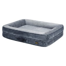 PaWz Dog Bed L Orthopedic Dog Bed Bolstered Support Flannel Velvet Grey