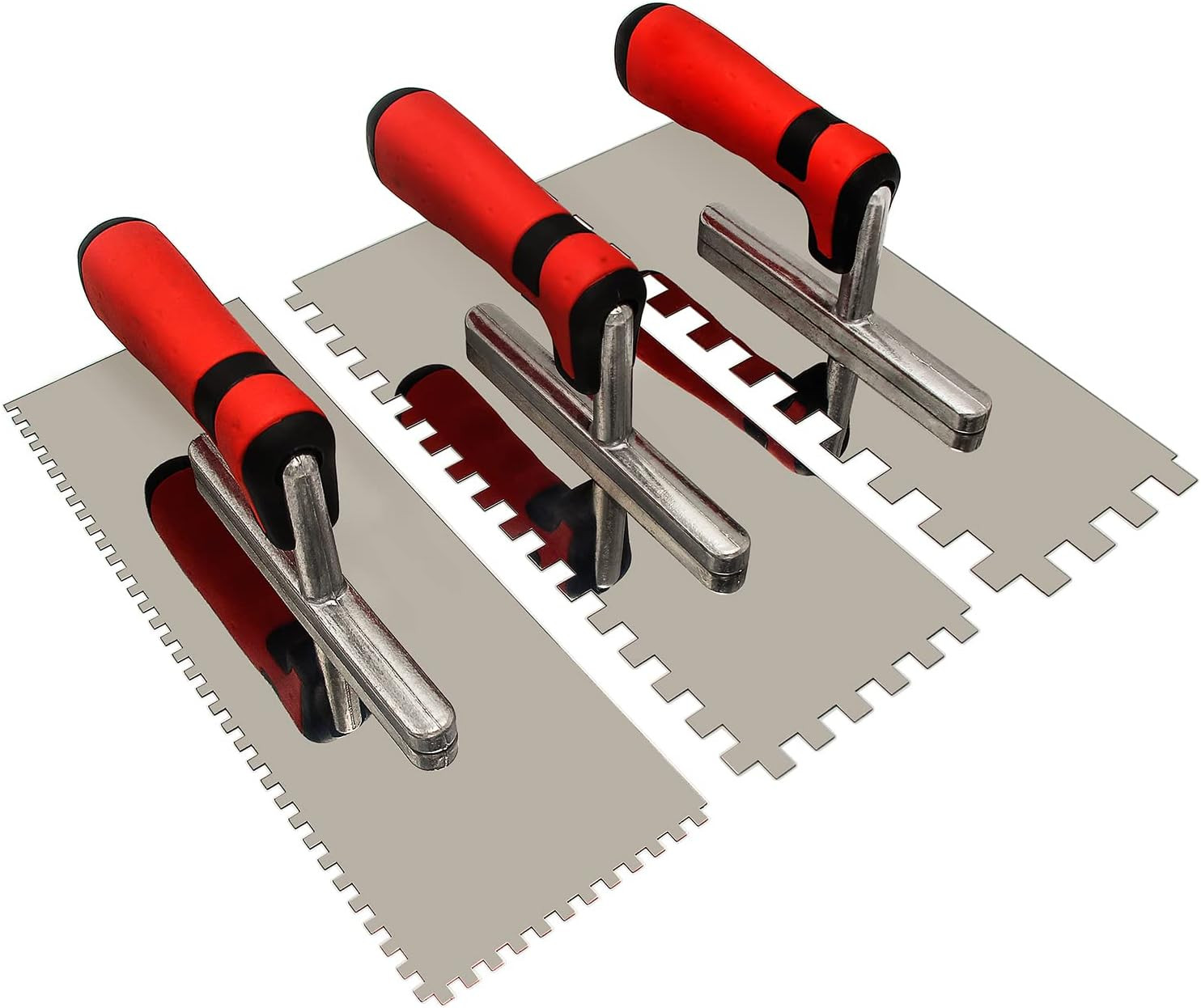 Tile Tools Stainless Steel Square Notched Trowel Set 3 PC (Notch Size: 5/32" & 5