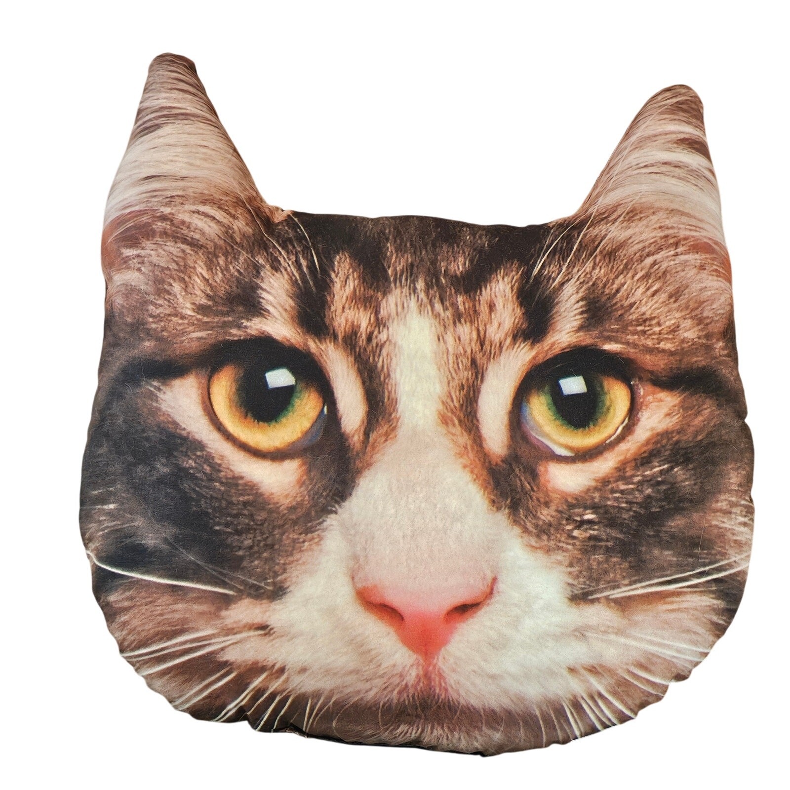Cat Face Decorative Pillow Tabby Kitten Brown Home Decor Unique Funny Gift Kitty