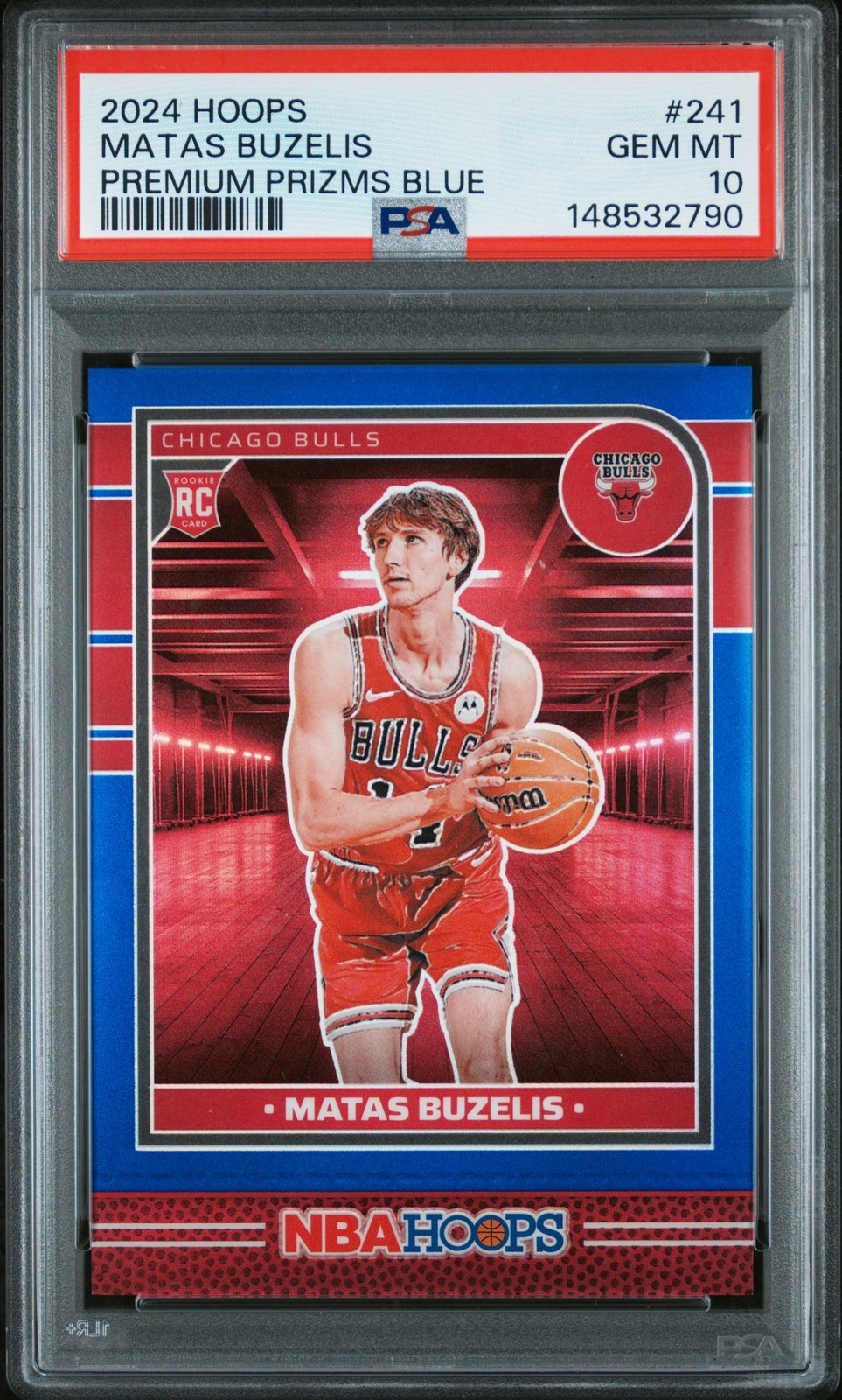 2024 PANINI NBA HOOPS PREMIUM PRIZMS BLUE #241 MATAS BUZELIS 1/49 PSA 10