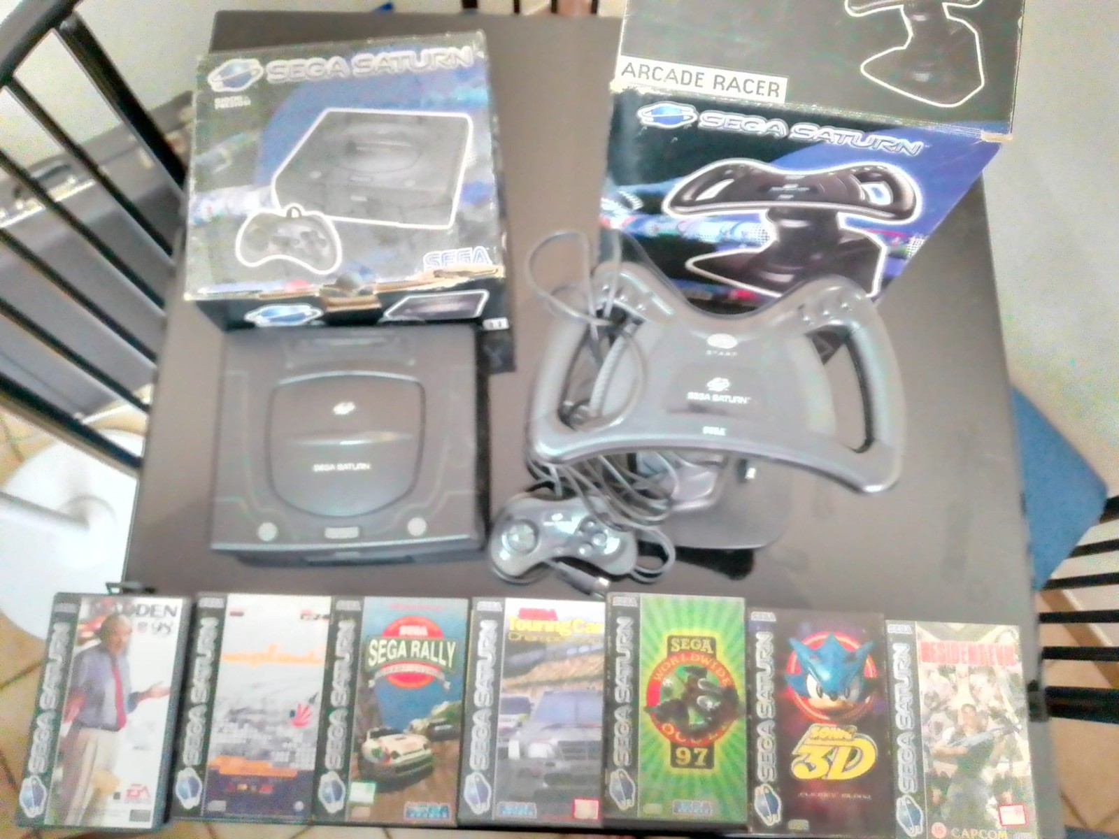 SEGA Saturn Console + giochi + arcade racer