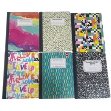 Set Of 6 Jot Composition Notebooks 100 Sheets Each Wide Ruled Unique Covers
