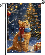 Christmas Cat Garden Flag 12x18 Double Sided Vertical Flag Christmas Outdoor ...