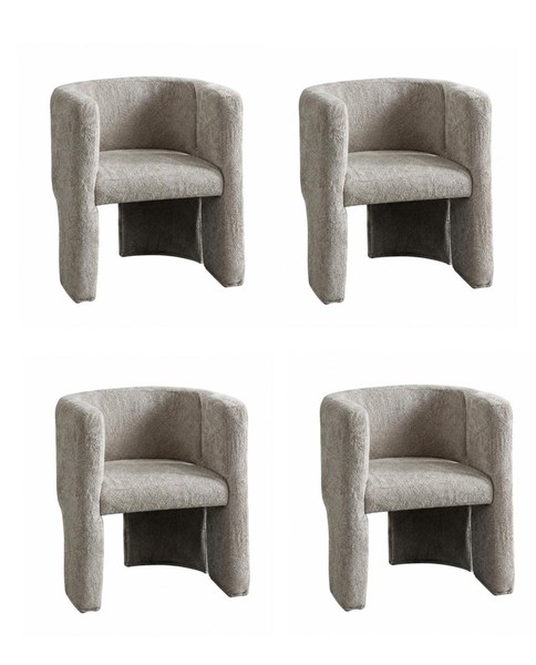 Beiges Stuhlset 4 StüHle Gepolsterter Stuhl Textilstuhl Esszimmerstuhl-image