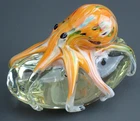 Vintage 1980s Italy Murano Italian Art Glass Giant Octopus Paperweight Figurine