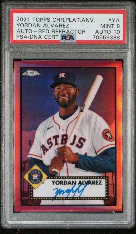 Yordan Alvarez AUTO #YA 2021 Topps Chrome Platinum RED 5/5 PSA 9 AUTO 10 Pop 1