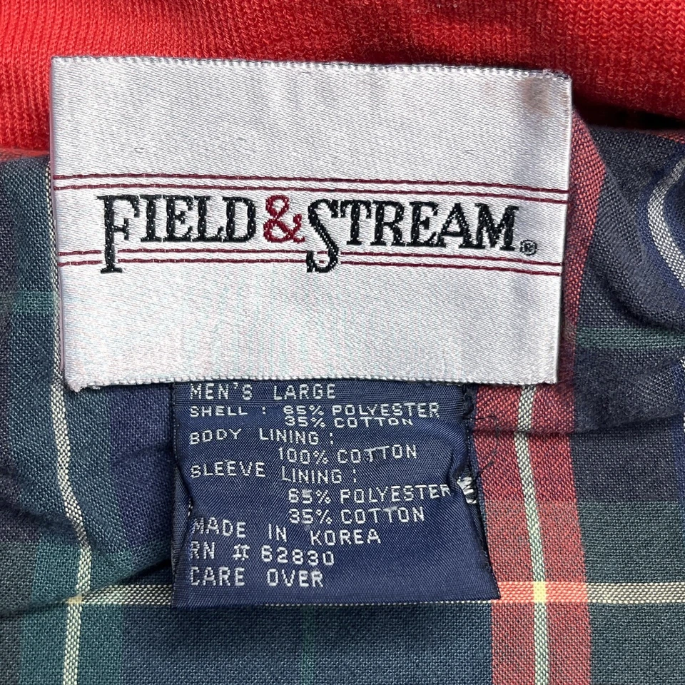 Vintage 90s Field & Stream Red Jacket Mock Neck Zip Up Plaid Lining Outdoor - Image 3 of 4