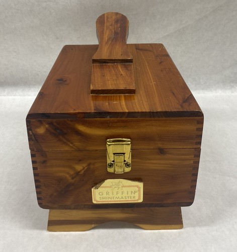 Vintage Griffin Shinemaster Wood Shoe Shine Box w/Brushes & Polish