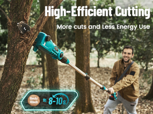 Cordless Pole Chainsaw Electric Pole Saws 15ft Reach 10 In Blade 4000mAh Battery