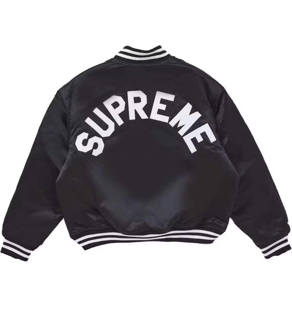 Veste en satin noir Mitchell & Ness x Supreme XL