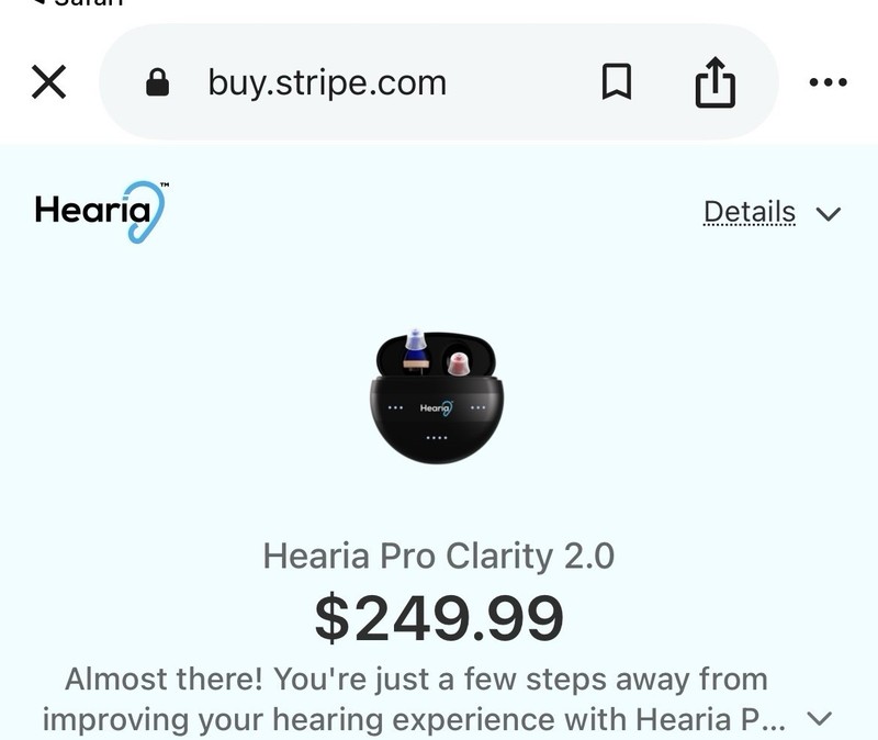 Hearia Pro Clarity 2.0 Rechargeable CIC Hearing Aid Both Ears Black Case