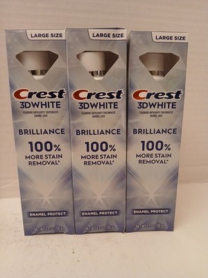 THREE Crest 3D White Toothpaste Brilliance Large Size 2.4 oz Each Exp: 3/2029