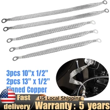 5* Universal Tinned Copper Engine Ground Strap For Truck/Car Set 3-10" & 2-13"