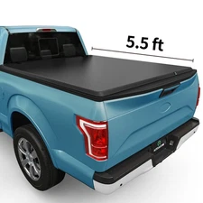 5.5FT Bed Tonneau Cover Soft Roll Up for 2004-14 Ford F-150 F150 Truck w/ Lamp