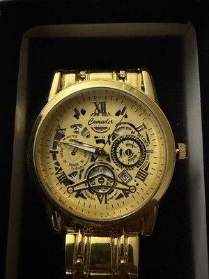 Comudir Quartz Watch Gold Tone Water Resistant