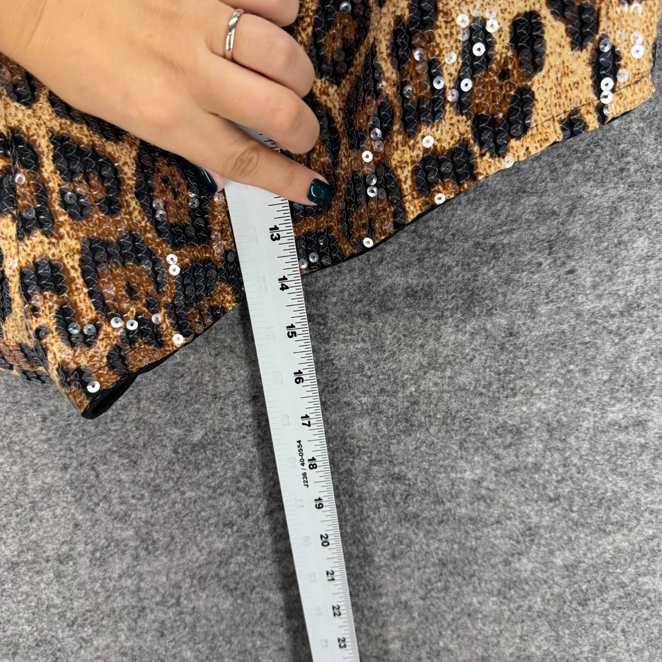 Unbranded Shorts Women 3XL Brown Animal Print High Rise Sequin Hot Pants Pull On - Image 4 of 4