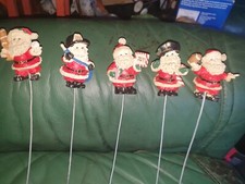 Vintage Unusual American Santas On Spikes, Baseball, Fireman, Policeman Etc.
