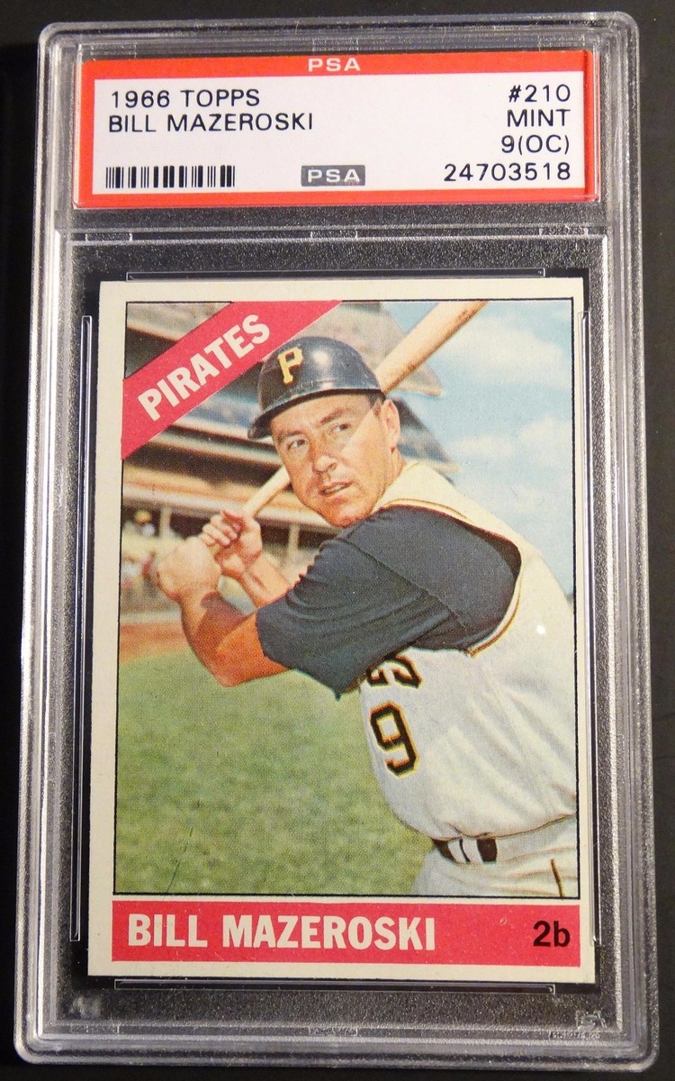 1966 TOPPS #210 BILL MAZEROSKI HOF PSA 9 O/C SHARP PIRATES