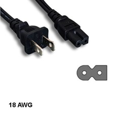 10 feet 18AWG Polarized 2 Prong Power Cable NEMA 1-15P to IEC-60320 C7 10A/125V