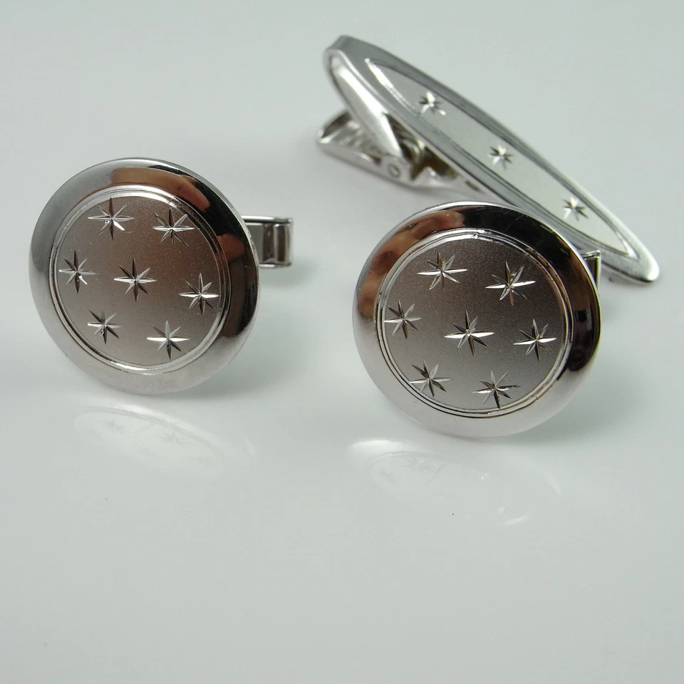 Vintage Silver Cufflinks with Box Unique Mens Cuff Links - Image 2 of 4